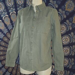 L.L. Bean Army Green Button Up XSm